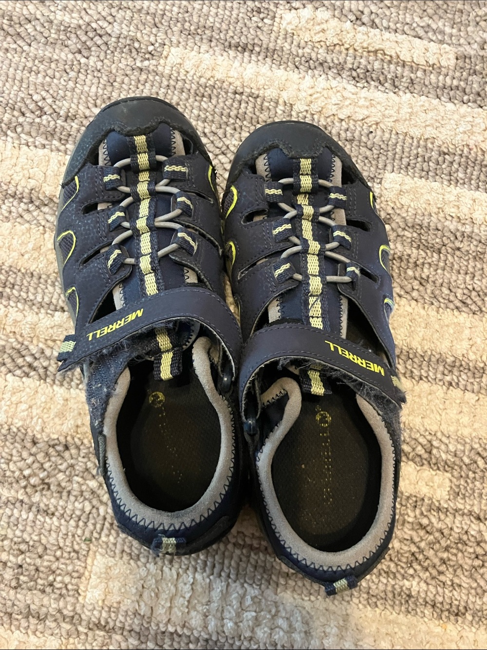 Merrell Kids Navy and Yellow Closed-Toe Water Sandals